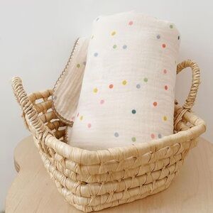 Muslin rainbow dot toddler blanket and pillow cover bed bundle set